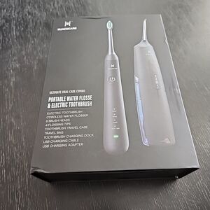 Hautocare Portable Water Flosser & Electric Toothbrush Combo - Black